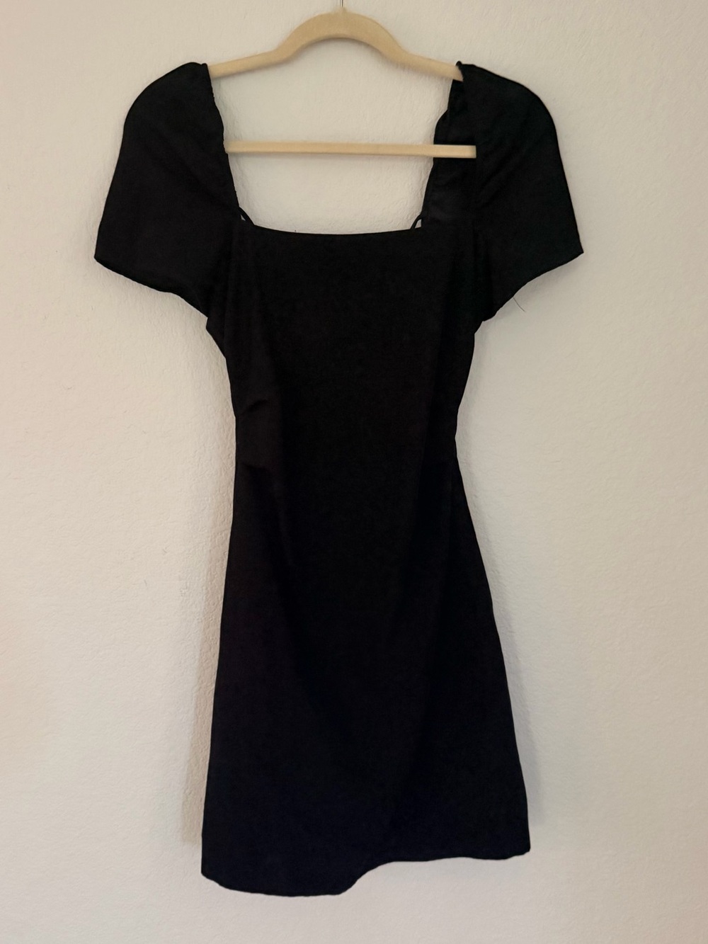 Zara Black Criss-Cross Back Mini Dress Square Neck Size S